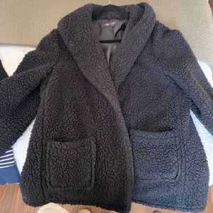 Oversized teddy bear coat in black